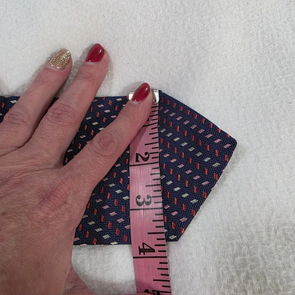 Tom Barnett Dormeuil Silk Tie Navy Blue Geometric Micro Pattern Made in France